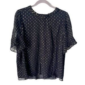 J. Crew Blouse Women's XXL Smocked Puff Sleeve Top Lurex Chiffon Glam BN171